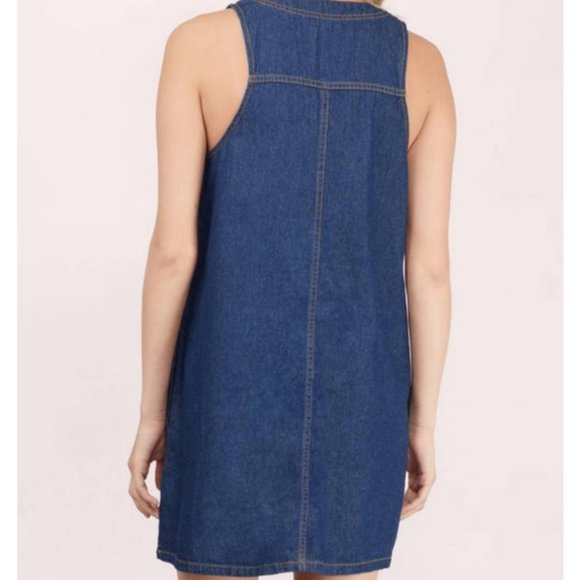 TOBI Denim Daze Dark Wash Lace Up Denim Jean Shift Mini Dress Size S - Picture 3 of 11